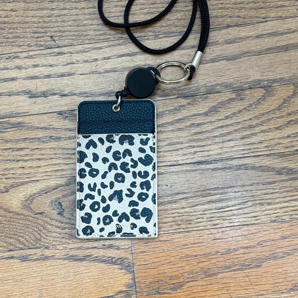 Leopard Print ID Lanyard with Black Strap